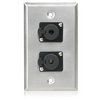 SG-QTRSL-F2 Single Gang Stainless Steel Plate with (2) Female Locking TRS connector